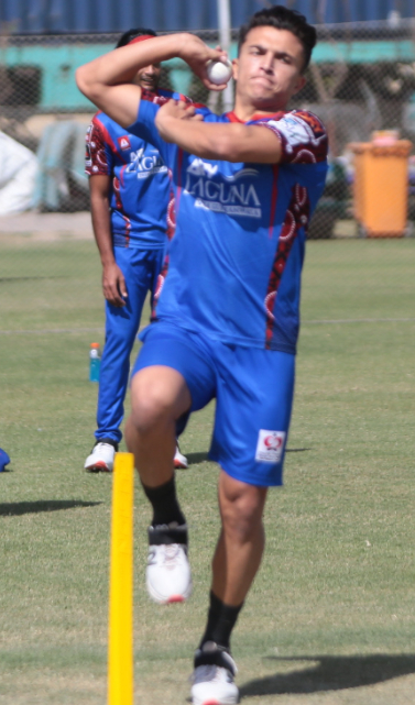 Musa Khan bowling in nets
